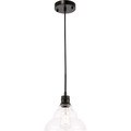 Living District Gil One Light Black And Clear Seeded Glass Pendant LD6216BK